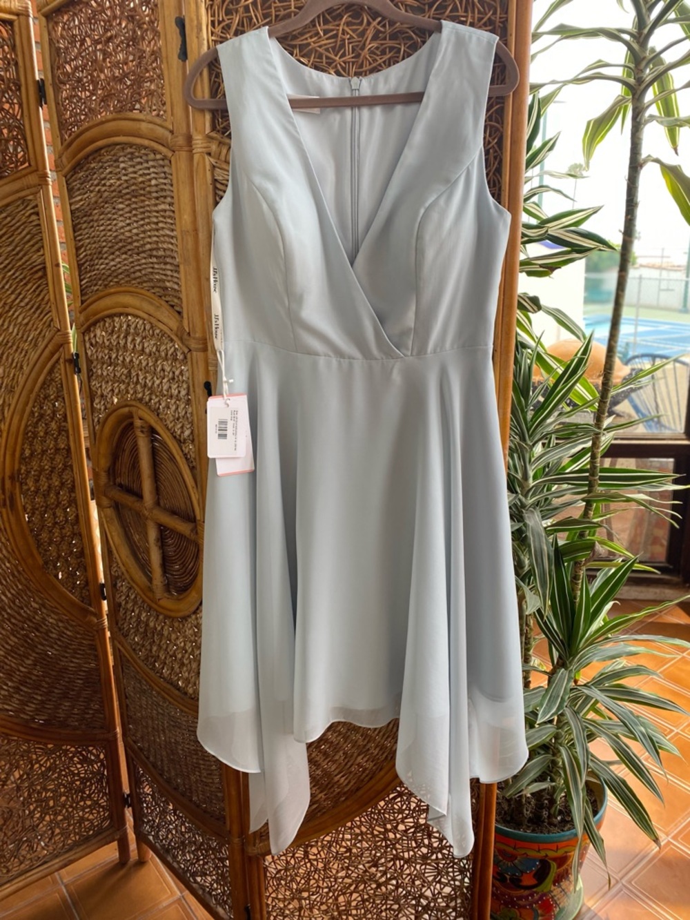 JJs House Light Blue Chiffon High-Low V-Neck Dress Weddings Events